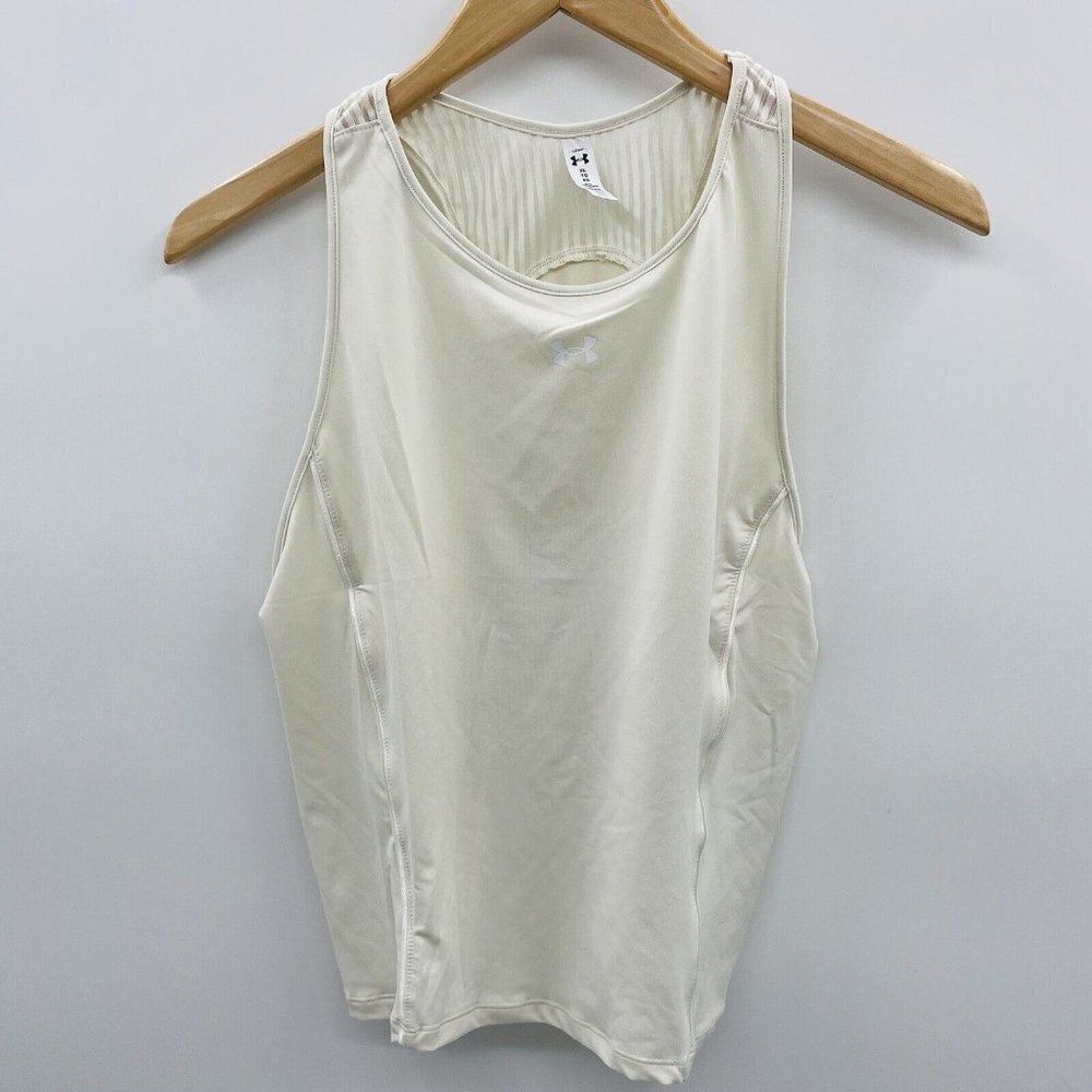 Under Armour Heatgear‎ Womens Size XL SG Fitted Tank Top in Ivory $30 2237
